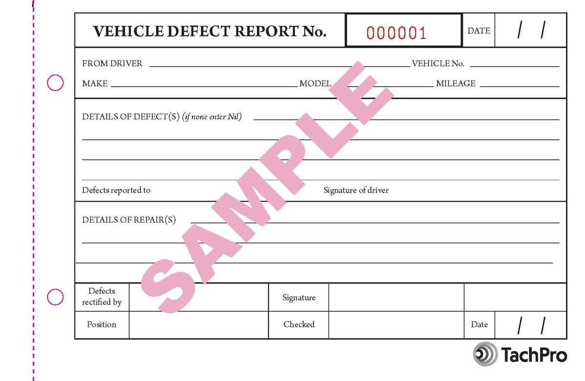 Tractor Unit Defect Reporting Form Vehicle Defect Report Book – TachPro